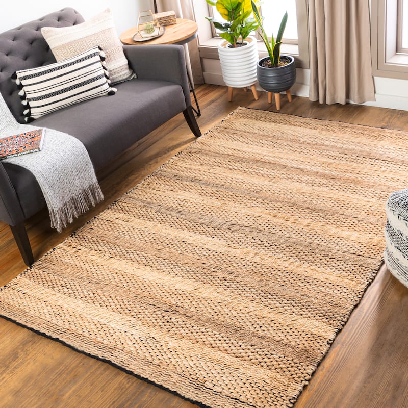 Artistic Weavers Timnah Handmade Cottage Striped Jute Blend Area Rug - 8' x 10' - Tan/Black