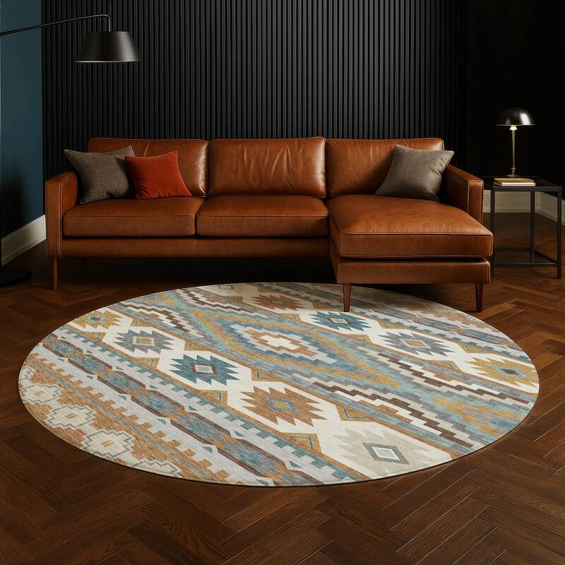 Machine Washable Indoor/ Outdoor Modern Ottawa Chantille Rug