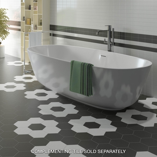 SomerTile Hexatile Matte Nero 7" x 8" Porcelain Floor and Wall Tile. Opens flyout.
