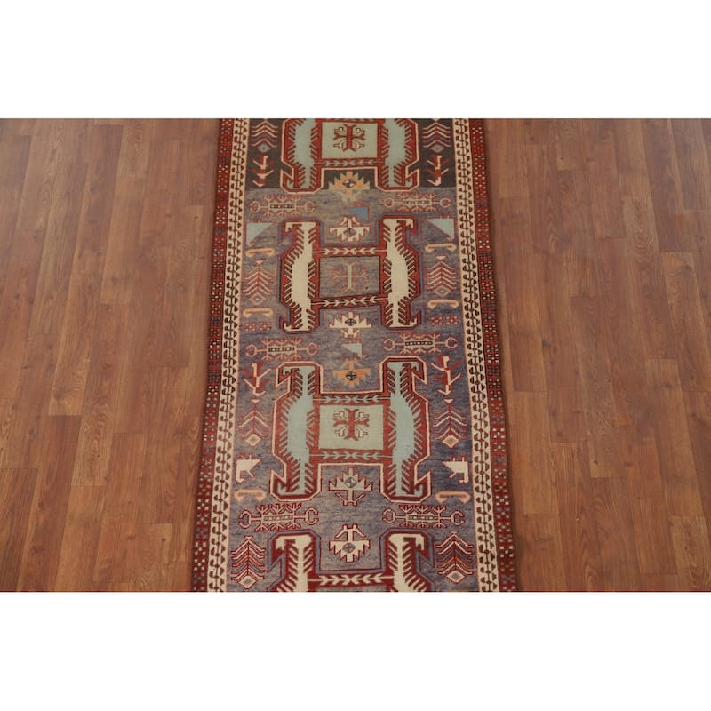 Tribal Ardebil Persian Vintage Runner Rug Handmade Wool Carpet - 2'5" x 9'6"