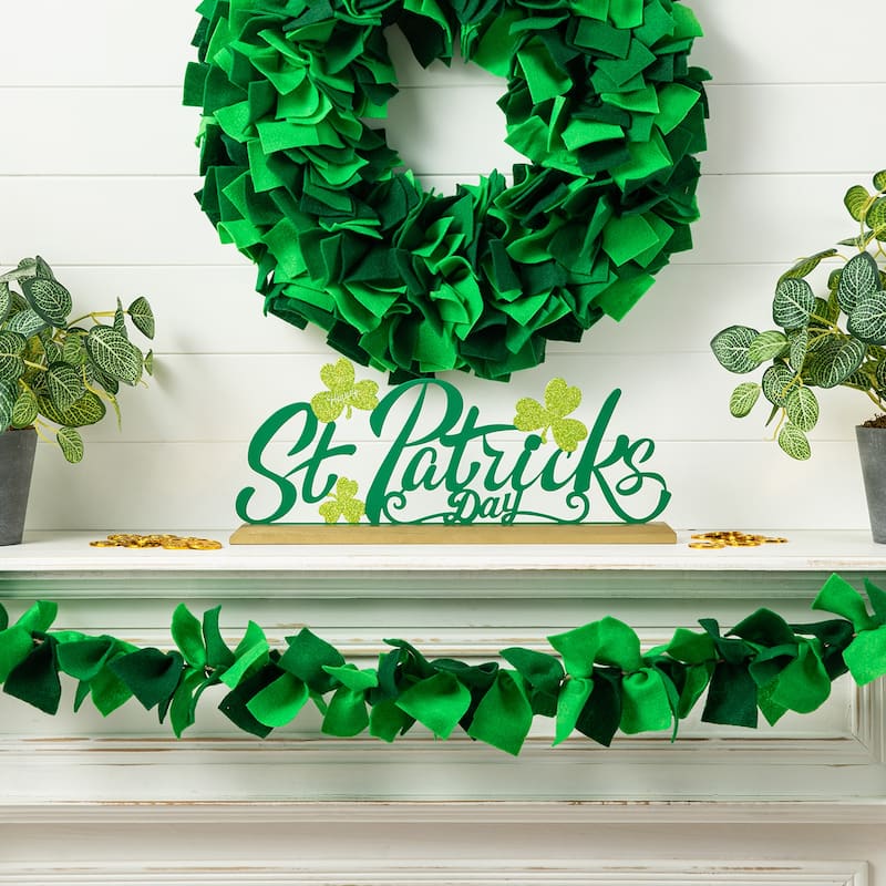 Glitzhome 16"L St. Patrick's Lucky Word Sign Table Decor