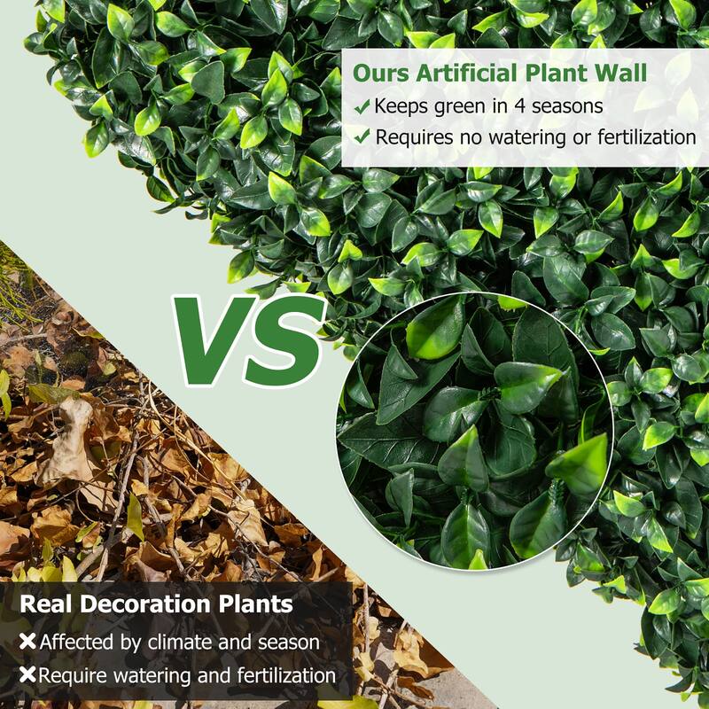 Gymax Artificial Plant Wall w/ Realistic PE Leaves Zip Ties Decoration