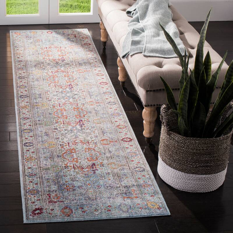 SAFAVIEH Valencia Vintage Kateline Oriental Polyester Rug - 2'3" x 8' Runner - Blue/Multi