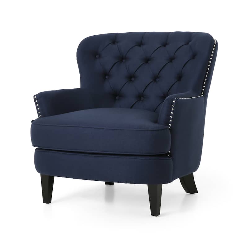 Correia Contemporary Tufted Fabric Club Chair and Ottoman Set by Christopher Knight Home