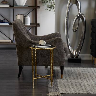 Aluminum Modern Accent Table with Shaded Glass Top
