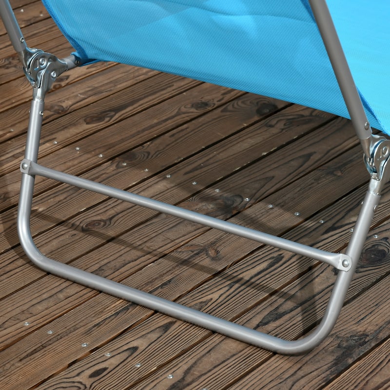 Outsunny Folding Chaise Lounge Pool Chairs, Set of 2 Outdoor Sun Tanning Chairs with Pillow, Six-Position Reclining Back