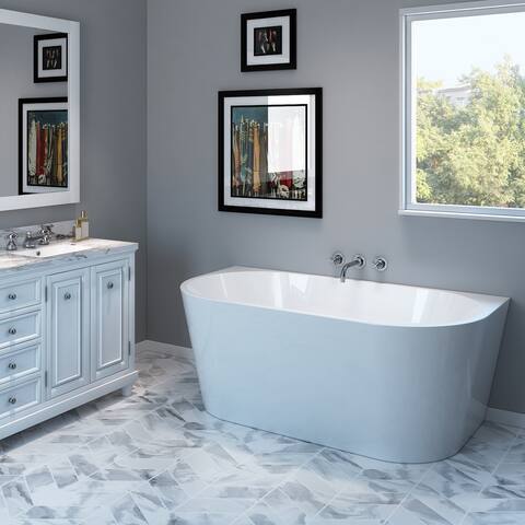 Rialto 59" Freestanding White Acrylic Bathtub with Adjustable Feet