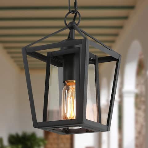 Nalia Weather Resistance Outdoor Patio Lights Hanging Pendant Lights for Porch - Textured Black - L 6"x W 6"x H 10"
