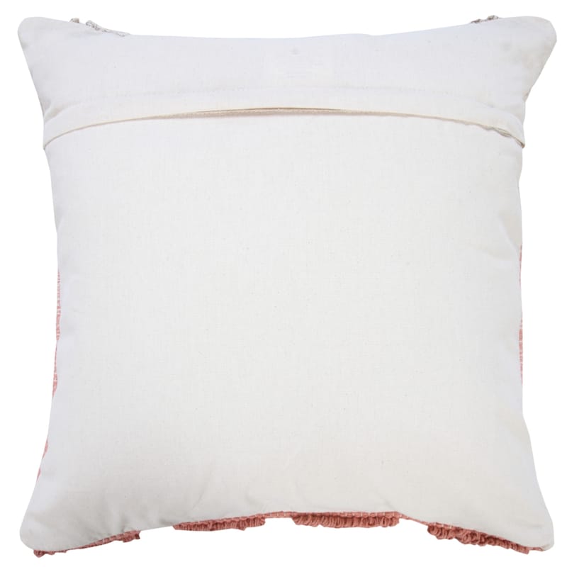 HomeRoots 20" X 20" Pink And Off-White 100% Cotton Geometric Zippered Pillow