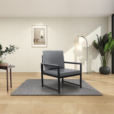 PU Leather Armchair Accent Chairs with Metal Frame,Comfortable Cushion