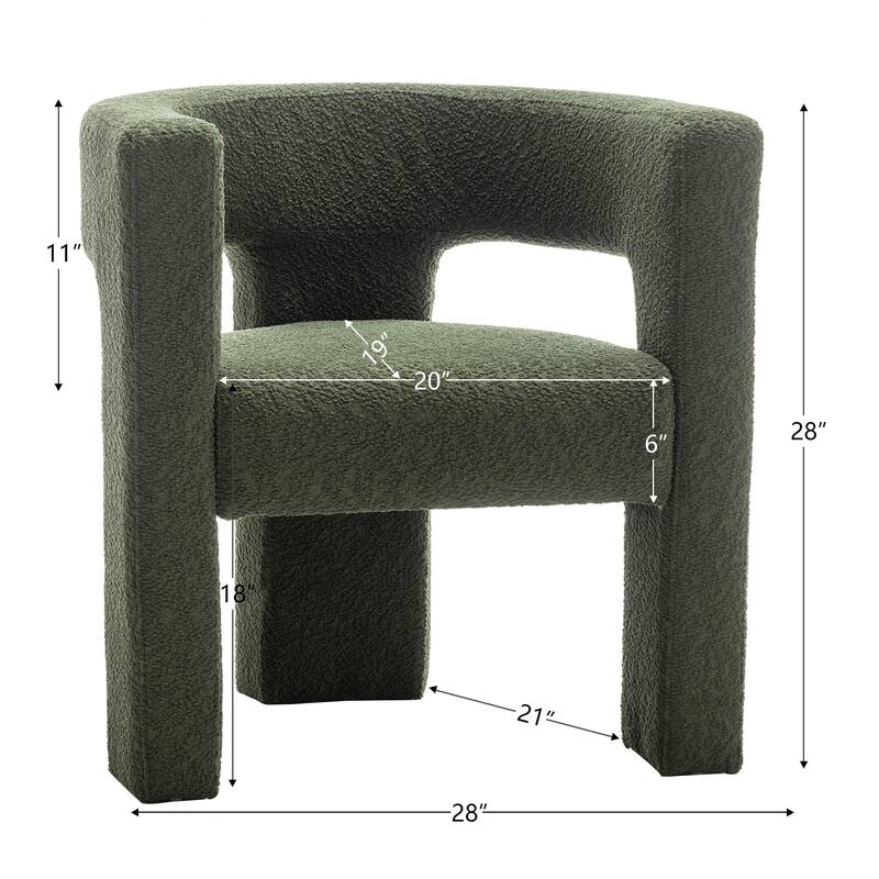 KINWELL 28" Wide Boucle Upholstered Square Armchair (Set of 2)