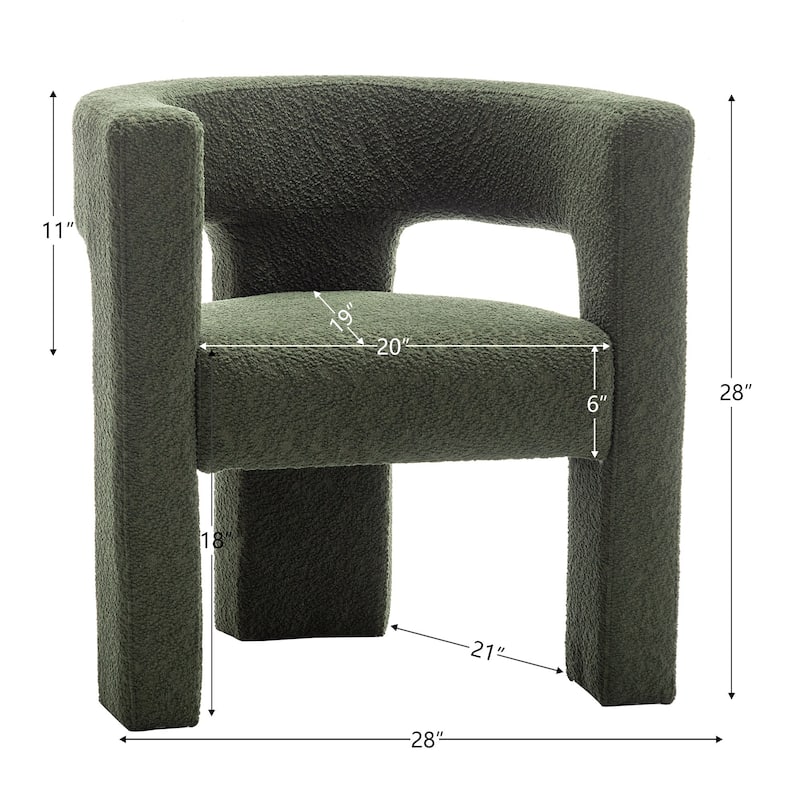 KINWELL 28" Wide Boucle Upholstered Square Armchair