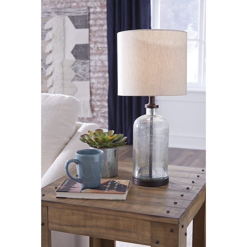 Bandile Modern Farmhouse Glass Table Lamp - 10"W x 10"D x 22"H