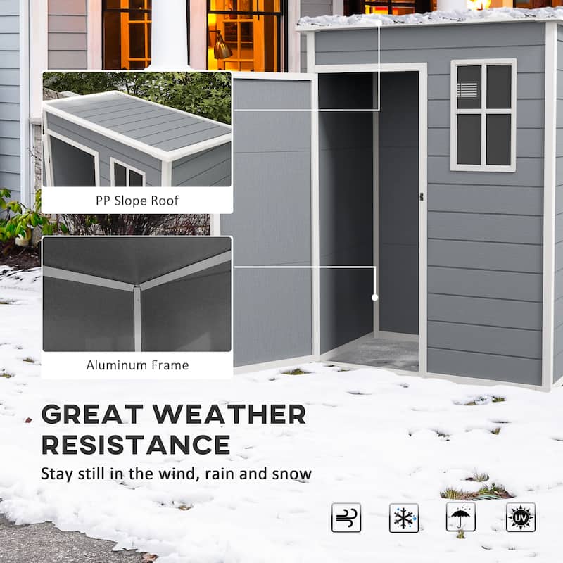 Outsunny Outdoor Storage Shed, 5' x 3' Garden Shed with Door, Lock, Vent, and Window, Plastic Utility Tool Shed