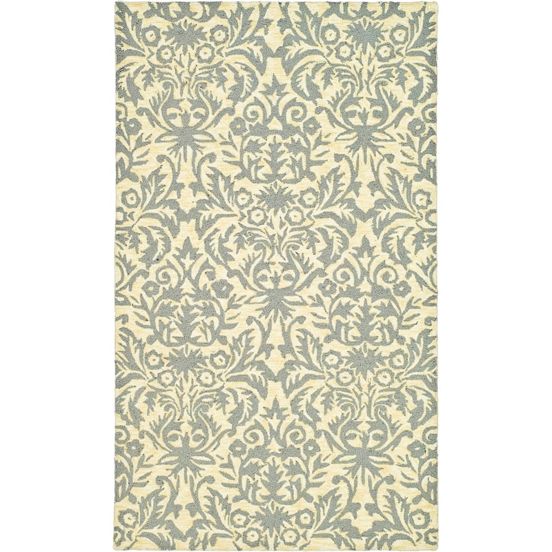 SAFAVIEH Handmade Chelsea Duschka French Country Wool Rug - 2'6" x 4' - Beige Yellow/Grey