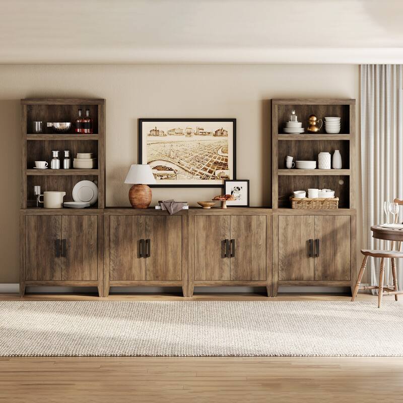 WAMPAT Entertainment Center with Bookshelves, Farmhouse TV Stand for Living Room, Bedroom - n/a