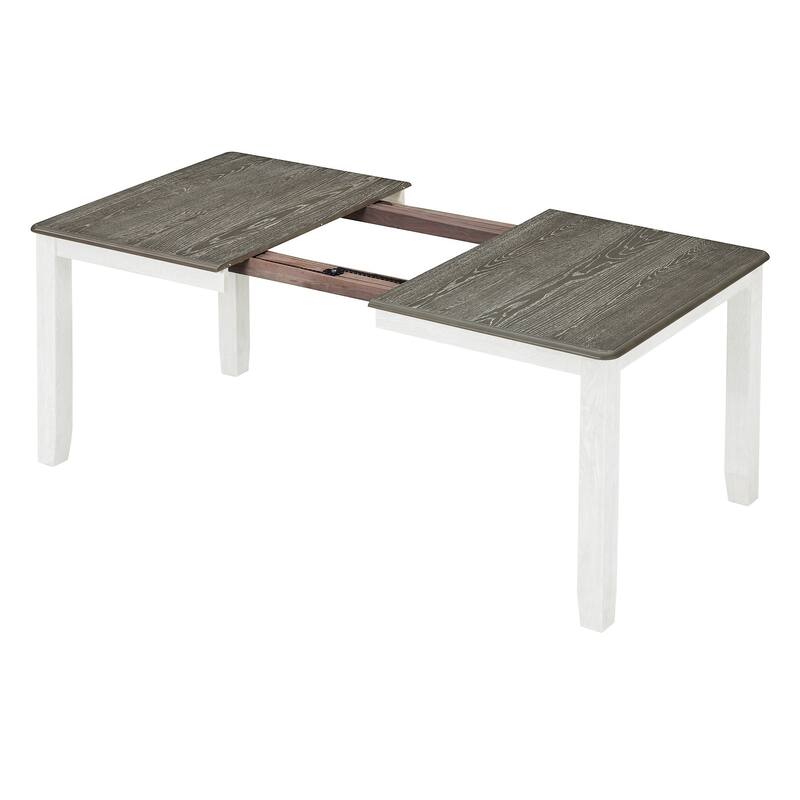 Retro Style 7-Piece Dining Table Set with Extendable Table and 6 Upholstered Chairs