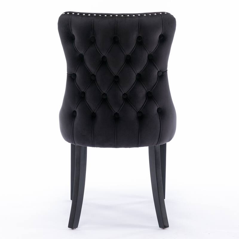Dining Chairs, Dining Room Chair Set of 2, Upholstered Wing-Back Dining Chair with Backstitching Nailhead Trim & Solid Wood Legs