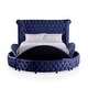 preview thumbnail 14 of 18, Furniture of America Shendae Glam Tufted Velvet Storage Footboard Round Platform Bed