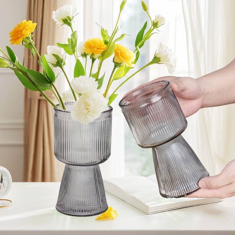 Javlergo Glass Flower Vases for Centerpiece Table Home Indoor Desk Decor, Crystal Vase, Glass Vase Thickening Design Suitable