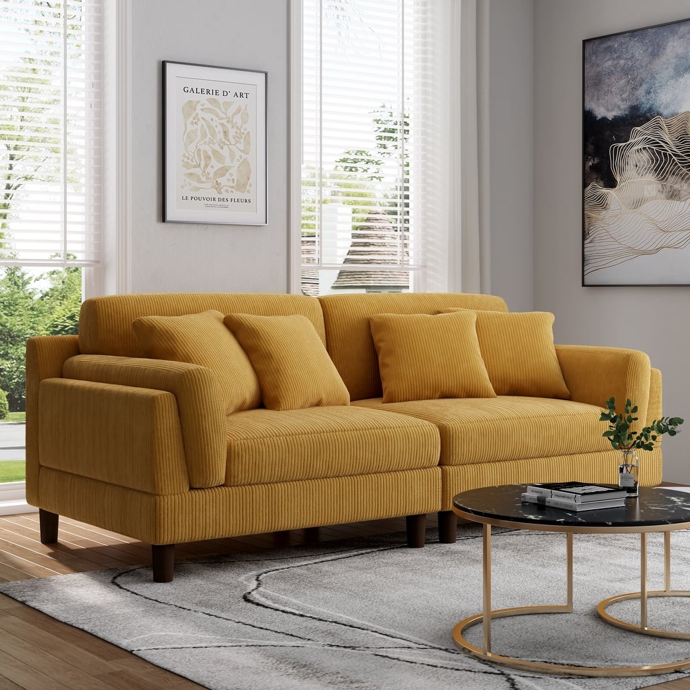 Modern 90" inch Sofa Comfy Corduroy Deep Seats Sofa