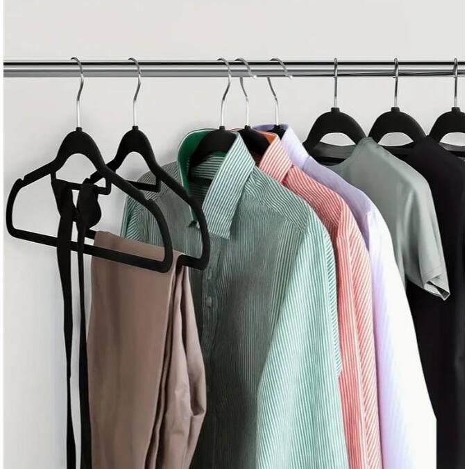 Flocking non-slip plastic hanger velvet thickened clothes rack 50pc