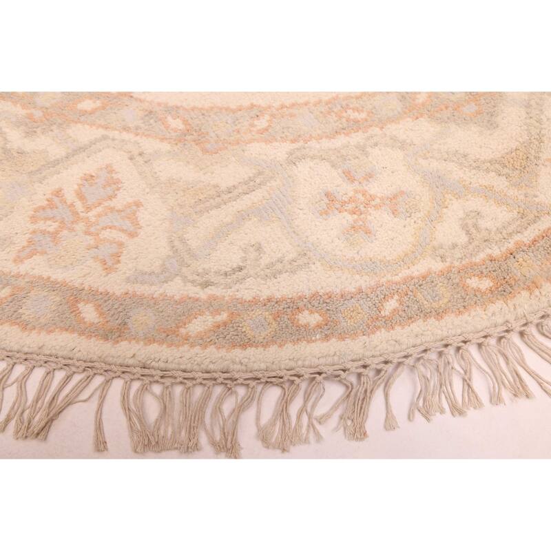 ECARPETGALLERY Hand-knotted Royal Oushak Ivory Wool Rug - 5'0 x 5'0