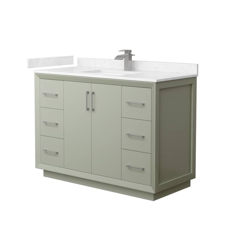 Wyndham Collection WCF414148S-VCA-UNSMXX Strada 48" Free Standing - Light Green / Carrara Cultured Marble Top / - Painted