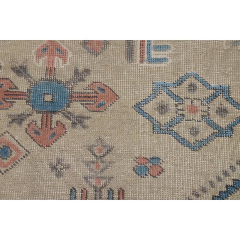 Geometric Tabriz Persian Rug Handmade Beige Wool Carpet - 8'2"x 10'9"