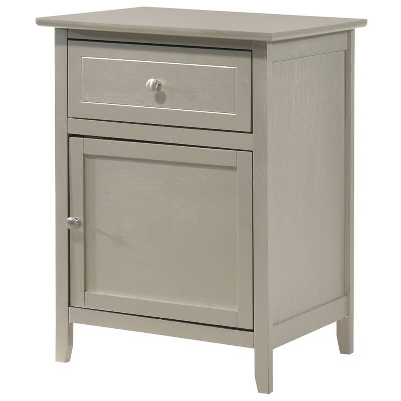 1-Drawer Silver Champagne Nightstand with Modern Classic Design and Storage, 25 Inch Versatile Side Table