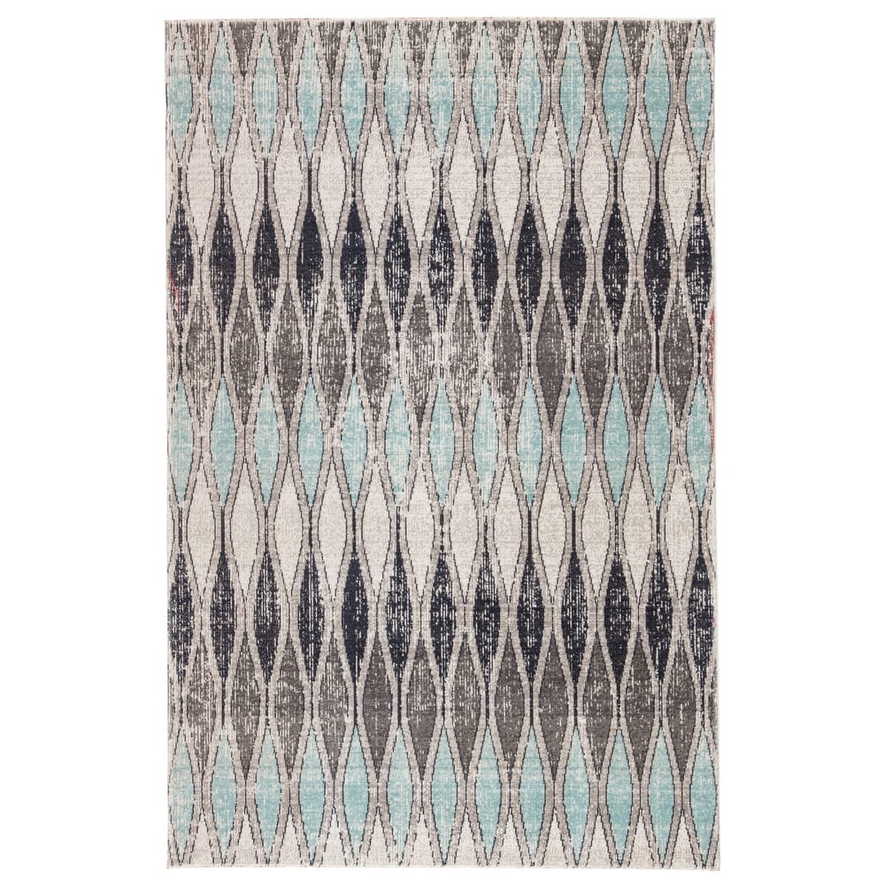 Hertford Grey/ Blue Geometric Marquis Trellis Indoor/ Outdoor Area Rug