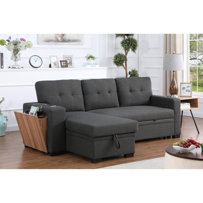 3-Piece Dark Gray Linen Upholstered Sectional Sofa