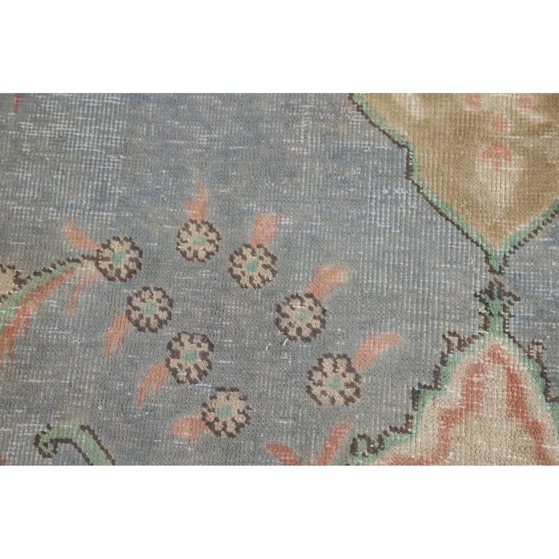 Blue Tabriz Persian Vintage Area Rug Hand-Knotted Wool Carpet - 9'6" x 12'8"