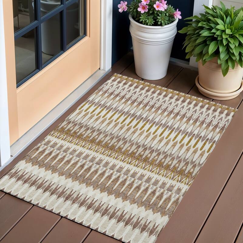 HomeRoots Southwestern Transitional Rectangle Outdoor Rug - 3' x 5'