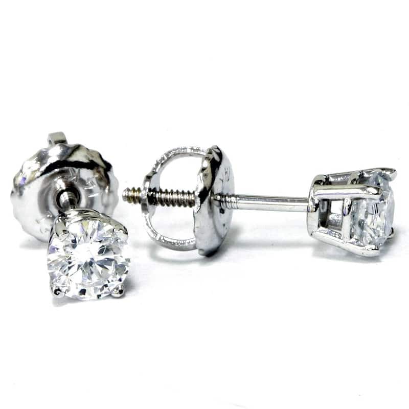 3/4ct Diamond Studs Screw Back White Gold