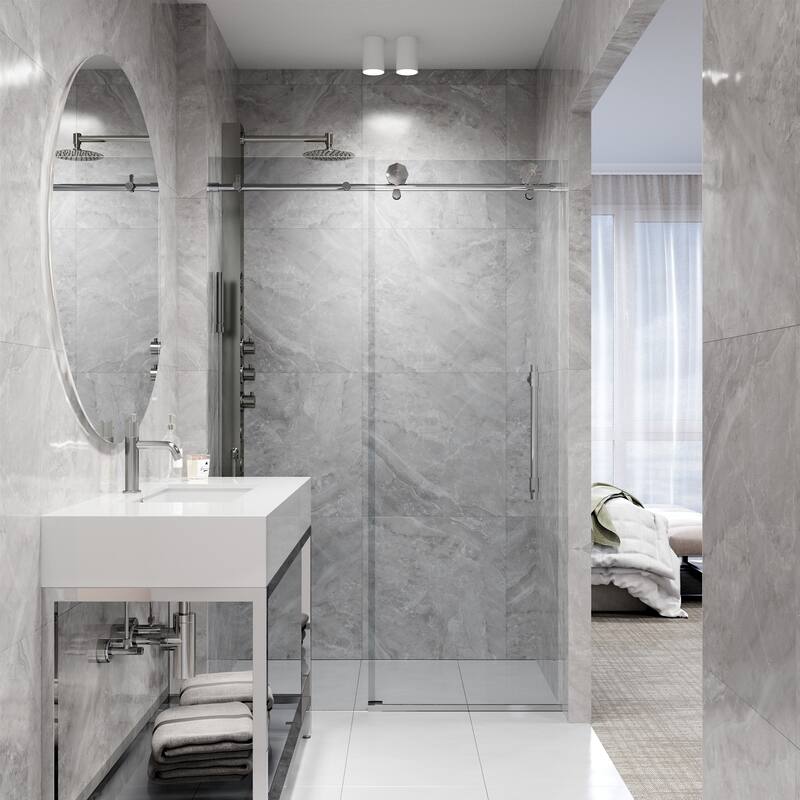 VIGO Elan Hart Frameless Sliding Shower Door