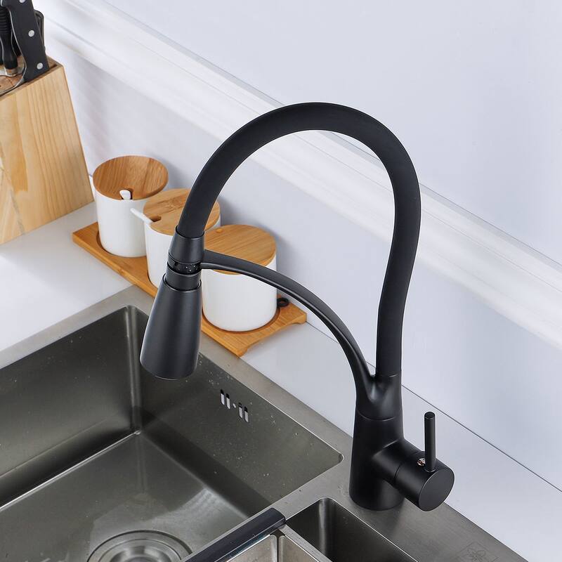 Single Handle Pull-out Kitchen Faucet Matte Black