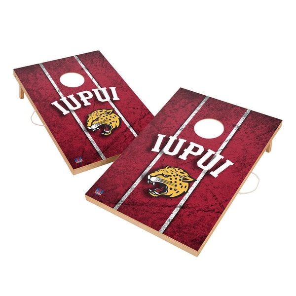 slide 2 of 5, Vintage Indiana University Purdue University Indianapolis Jaguars Regulation 2x4 Cornhole Set