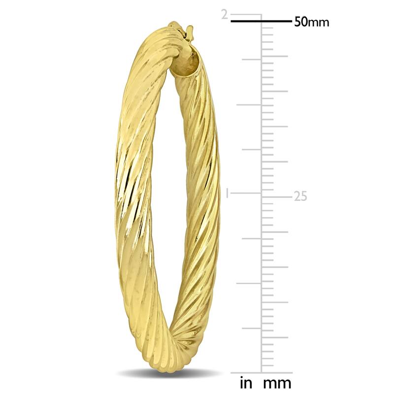 Miadora Yellow Plated Sterling Silver 50mm Round Twist Hoop Earrings