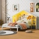 preview thumbnail 11 of 35, House Shaped Platform Bed with Built-in LED Lights Wood Platform Bed Frame with Storage Headboard & Shelves, Easy Assembly White - Full