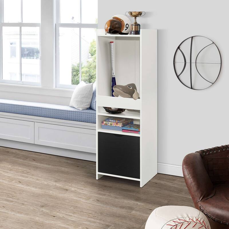 2-Shelf Bookcase with Drawer - White