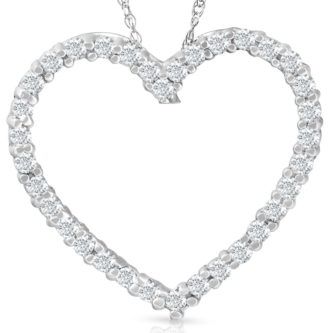 Bliss Diamond White Gold 1/2ct Lab Grown Diamond Heart Pendant 18" Necklace