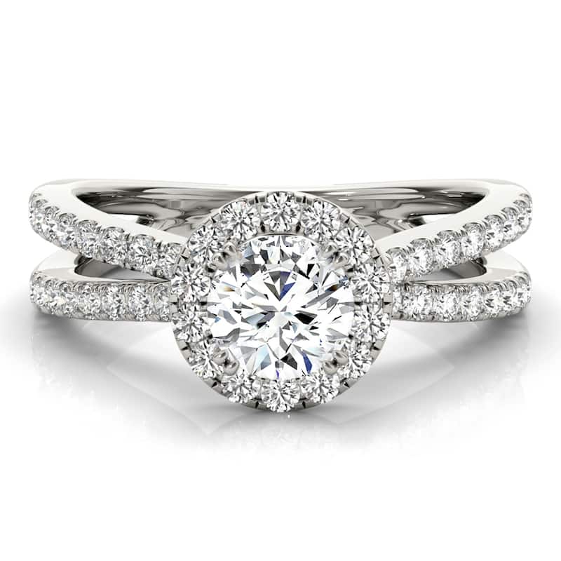 Auriya 14k White Gold Lab Grown Round Diamond Halo Engagement Ring 0.50 to 5.00 ct. tw. (F-G VS)