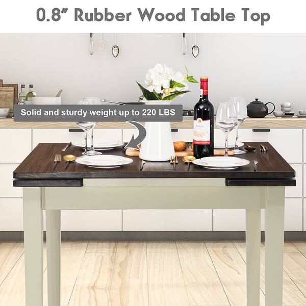 Shop Costway Extending 5 Piece Wood Dining Table Set 4 Chairs Kitchen Table Overstock 31045051