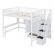 preview thumbnail 9 of 16, Playhouse Inspired Full size Loft Bed with Bookshelf, Drawers, Desk and Wardrobe, Sturdy Construction & Unique Design, White