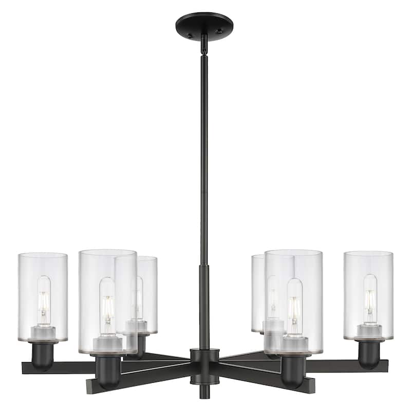 Innovations Lighting Endless Possibilities Arcadia - Clymer - 6 Light 34" Stem Hung Chandelier - Clear/Matte Black