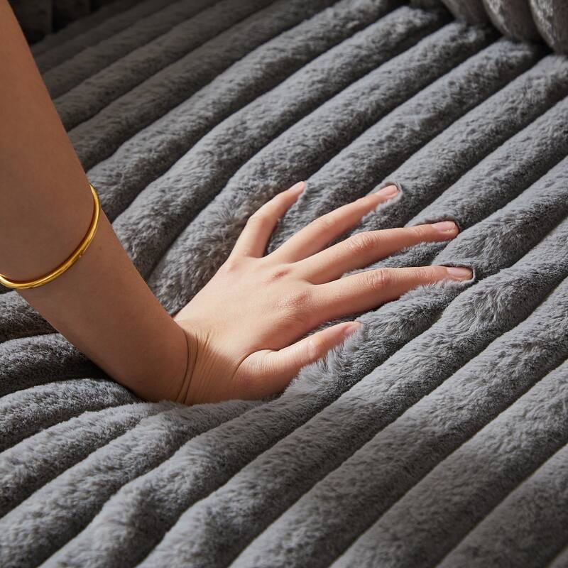 42.5" Corduroy Single Recliner Chair with Cup Holder, Storage Footrest, Armrest Storage and Backrest Pillow