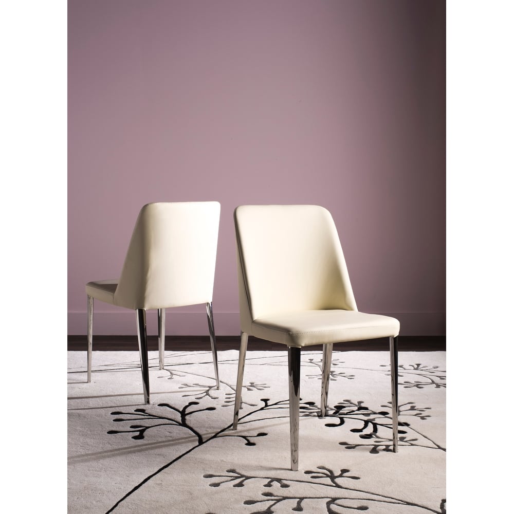 SAFAVIEH Haruko Mid Century Dining White Dining Chair (Set of 2) - 22.5" x 17.8" x 34.8" - 23Wx18Dx35H