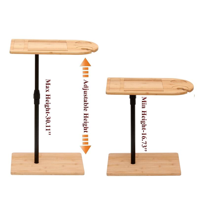 Couch Tray Table Height Adjustable Side Table,C-shaped Oval End Tables