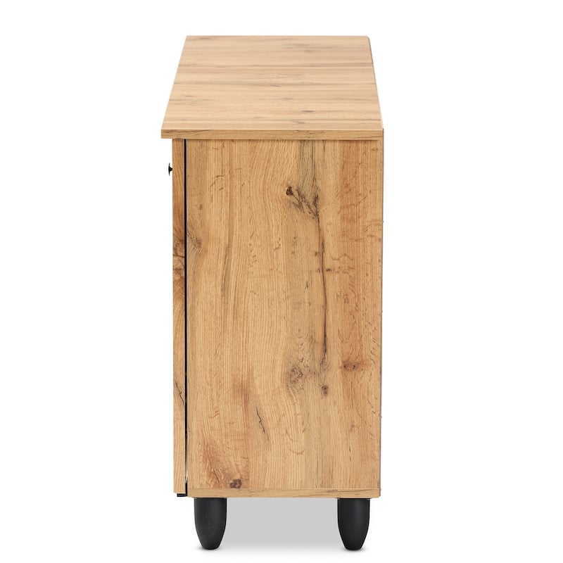 Winda Modern Oak Brown Finished Wood 3-Door Shoe Cabinet
